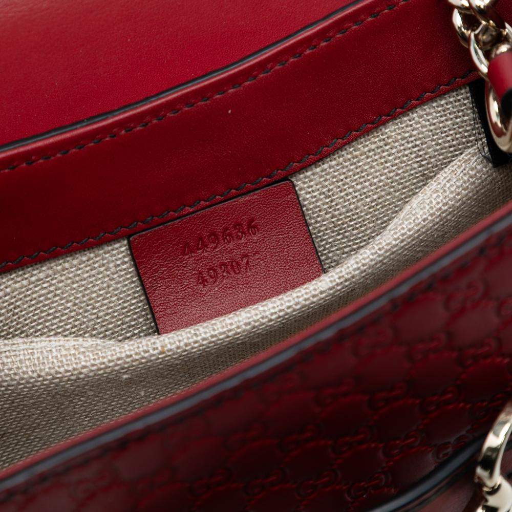 Gucci B Gucci Red Calf Leather Mini Microguccissima Emily Crossbody Italy