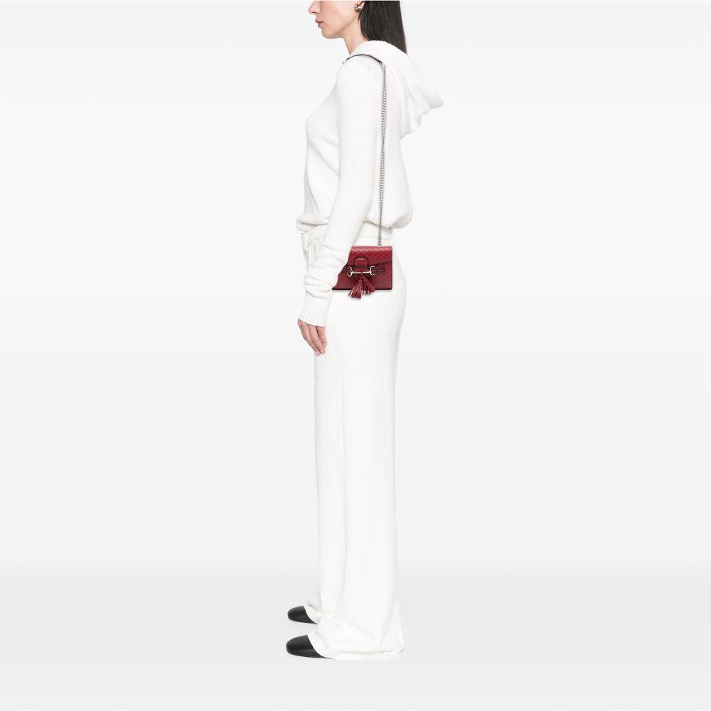 Gucci B Gucci Red Calf Leather Mini Microguccissima Emily Crossbody Italy