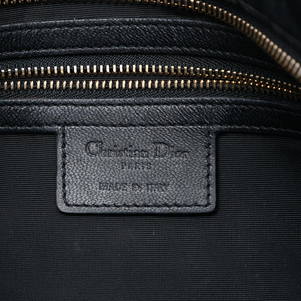 Christian Dior B Dior Black Calf Leather skin Cannage Rose Clutch Italy