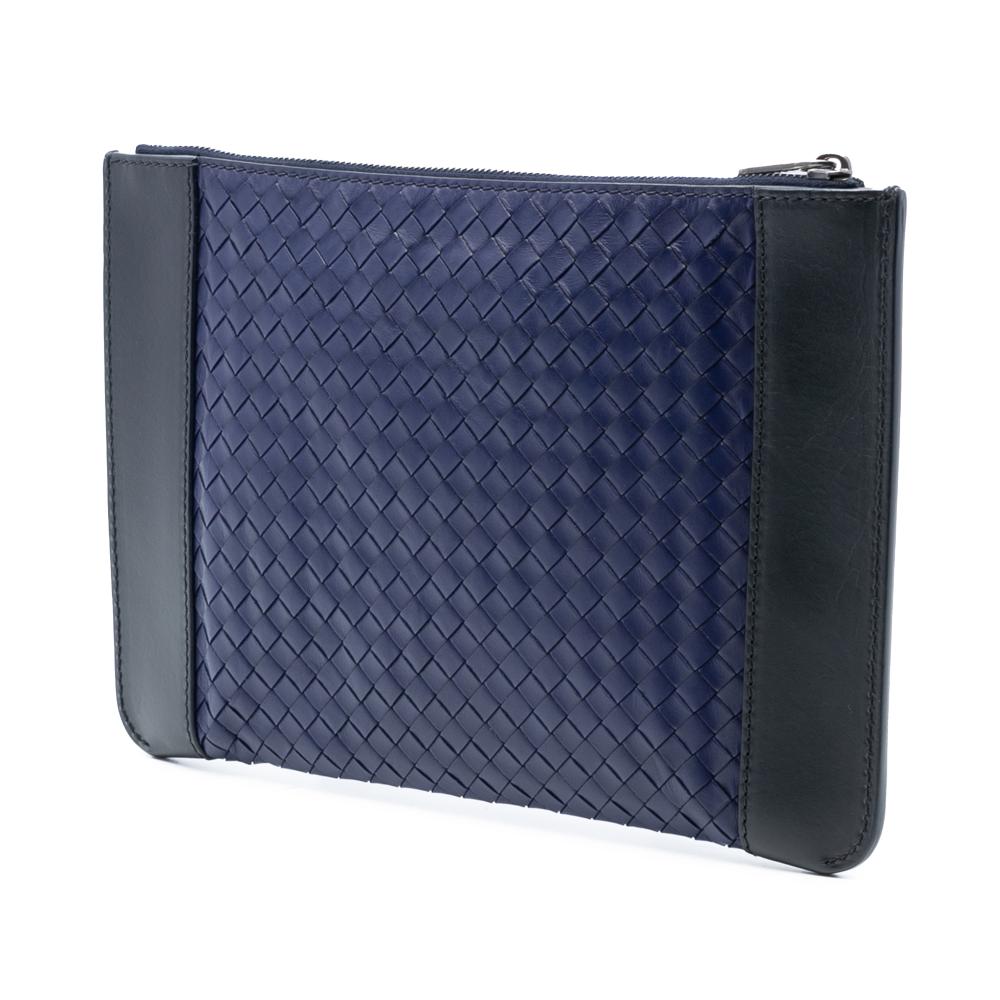 Bottega Veneta AB Bottega Veneta Blue Dark Blue Nappa Leather Leather Bicolor Nappa Intrecciato Clutch Italy