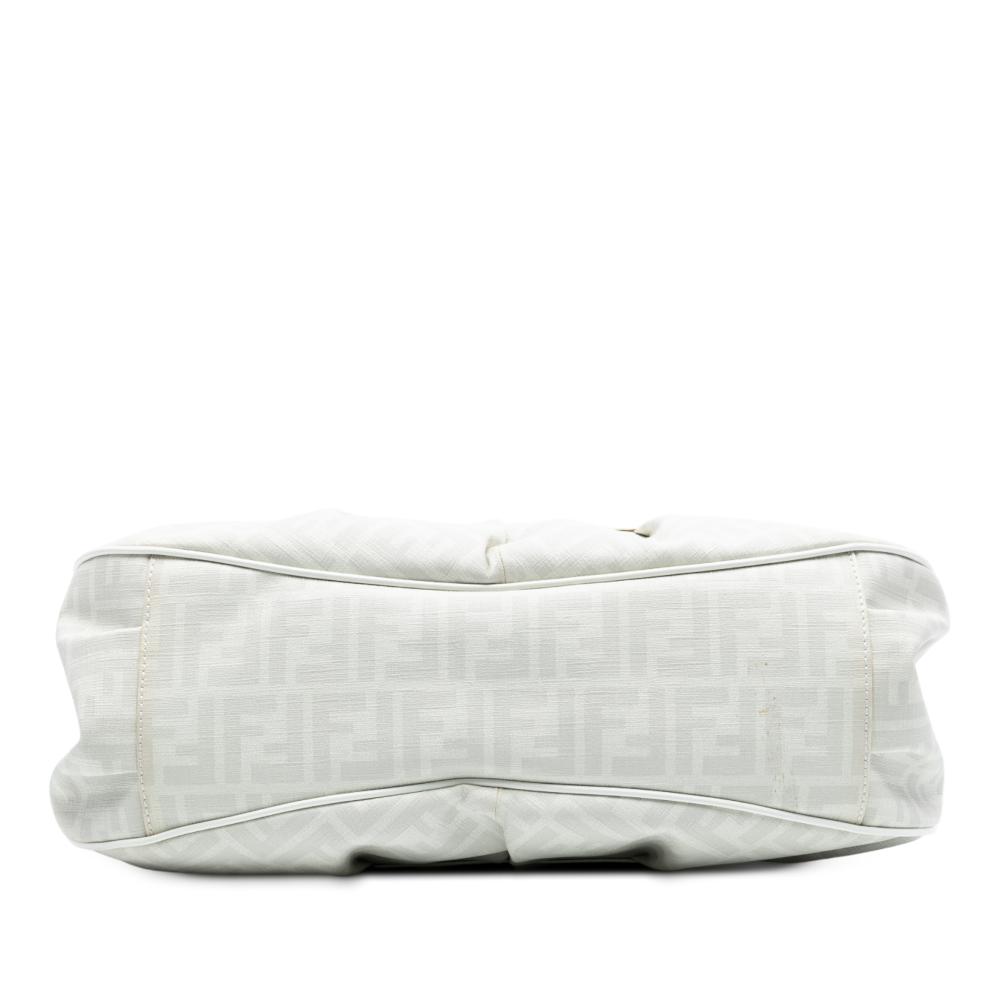Fendi B Fendi White Coated Canvas Fabric Large Zucca Spalmati Chef Shopper Tote Italy