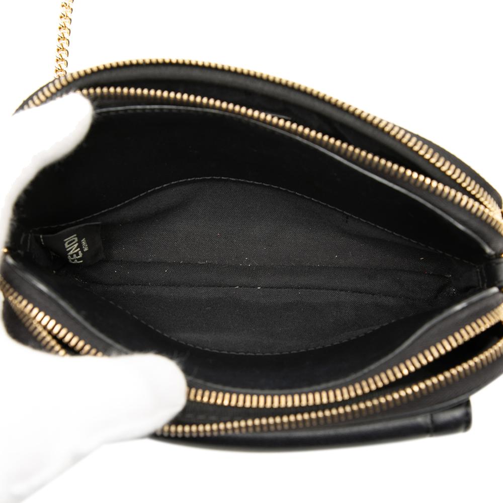 Fendi B Fendi Black Calf Leather Easy 2 Baguette Crossbody Italy