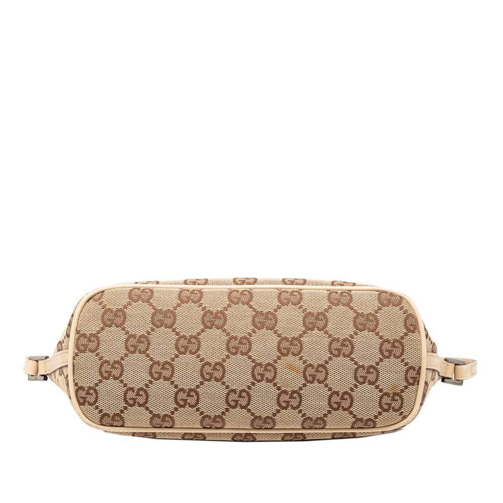Gucci B Gucci Brown Beige Canvas Fabric GG Boat Italy