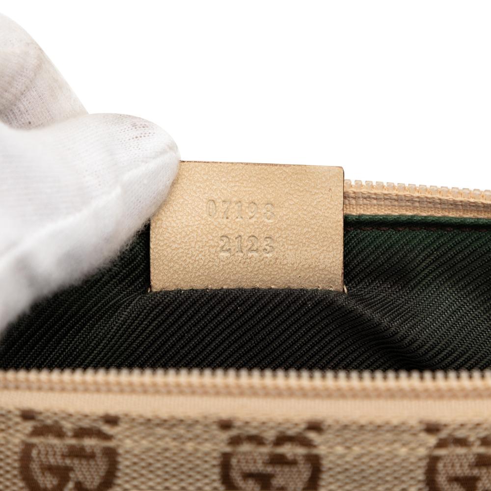 Gucci B Gucci Brown Beige Canvas Fabric GG Boat Italy