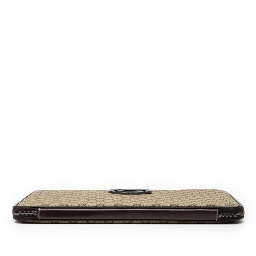 Gucci AB Gucci Brown Beige Coated Canvas Fabric GG Supreme Laptop Case Italy