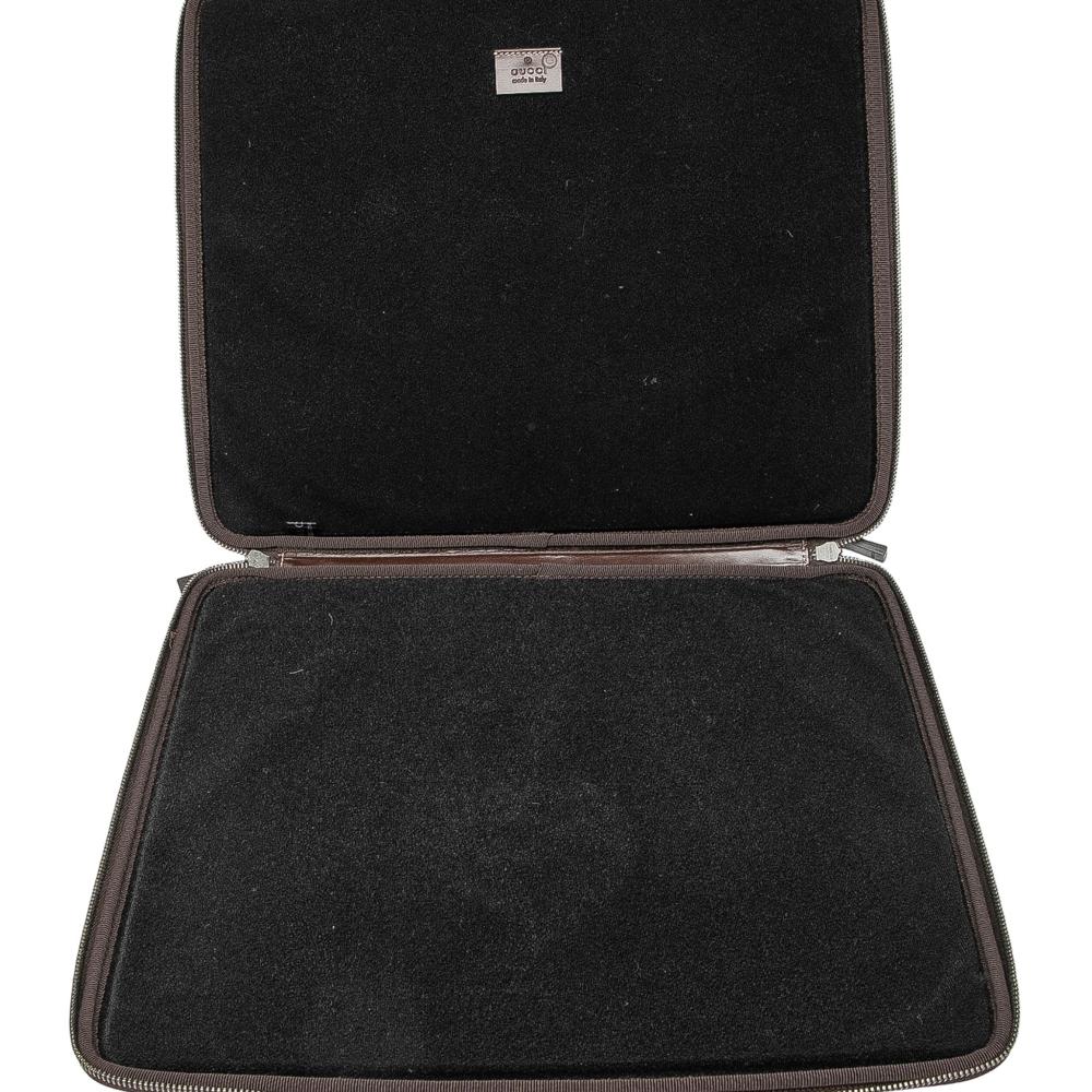 Gucci AB Gucci Brown Beige Coated Canvas Fabric GG Supreme Laptop Case Italy