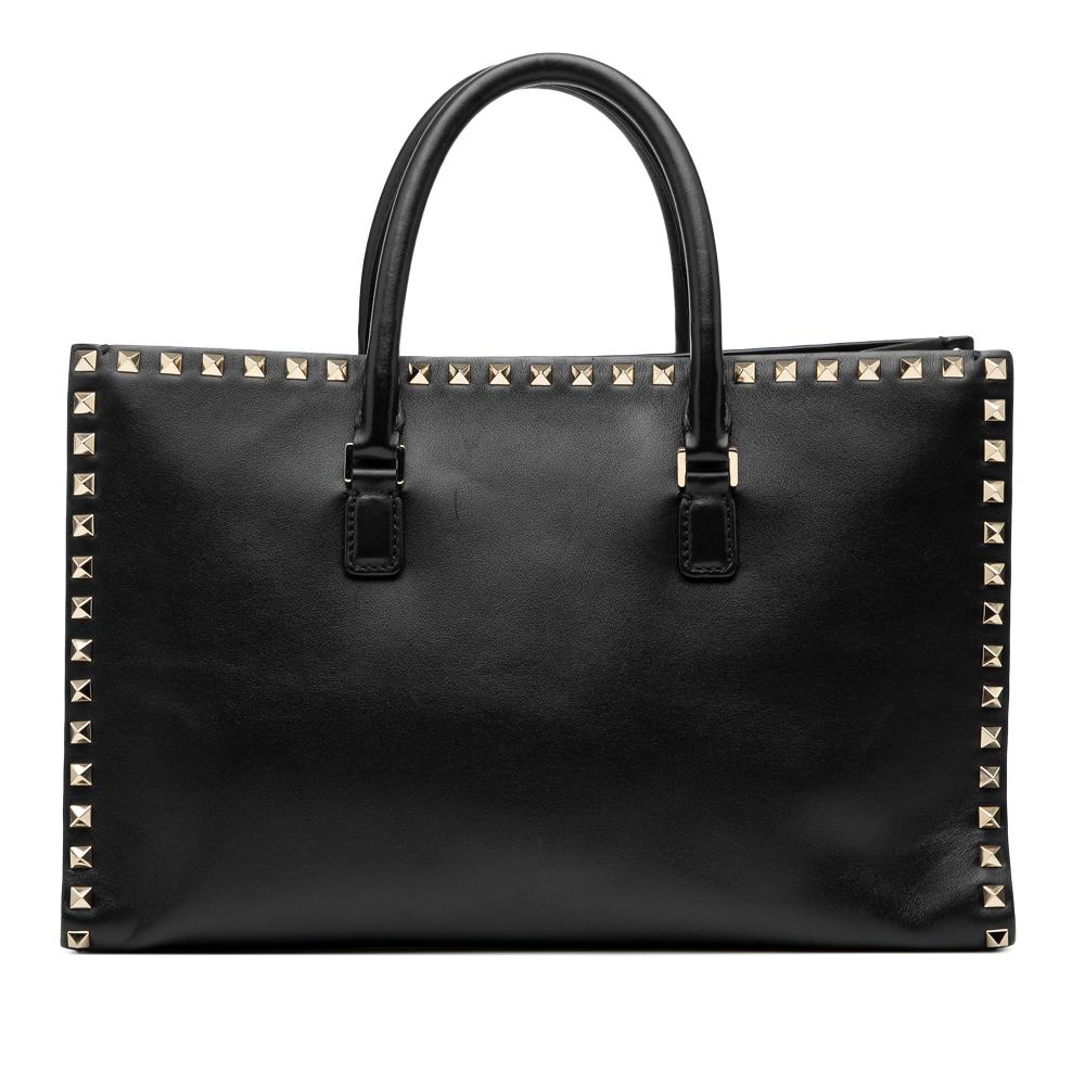 Valentino AB Valentino Black Calf Leather Rockstud Convertible Tote Italy