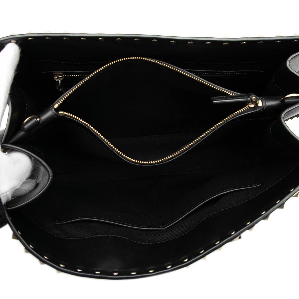 Valentino AB Valentino Black Calf Leather Rockstud Convertible Tote Italy