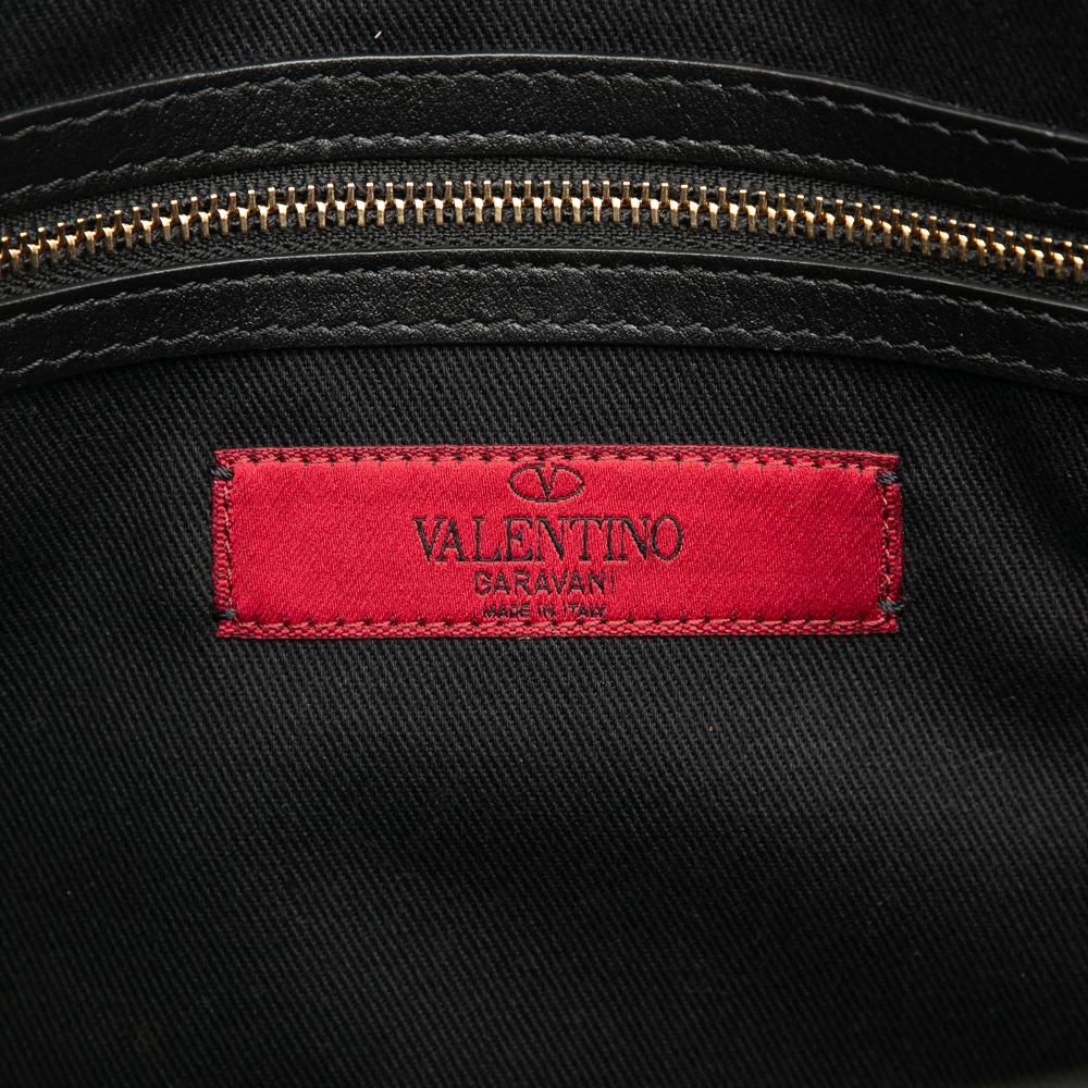 Valentino AB Valentino Black Calf Leather Rockstud Convertible Tote Italy