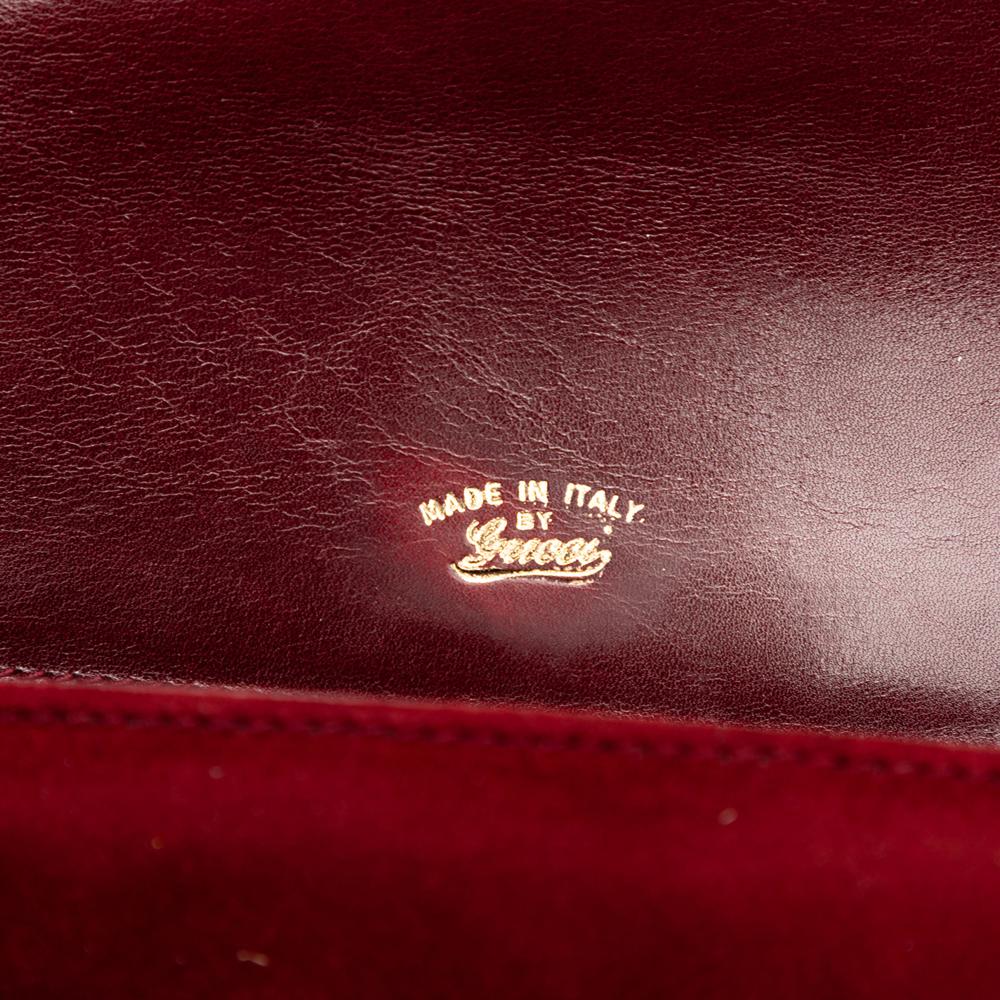 Gucci B Gucci Red Dark Red Suede Leather GG Flap Shoulder Bag Italy
