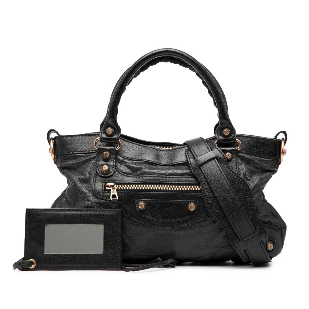 Balenciaga B Balenciaga Black Lambskin Leather Leather Lambskin Motocross Giant 12 First Satchel Italy