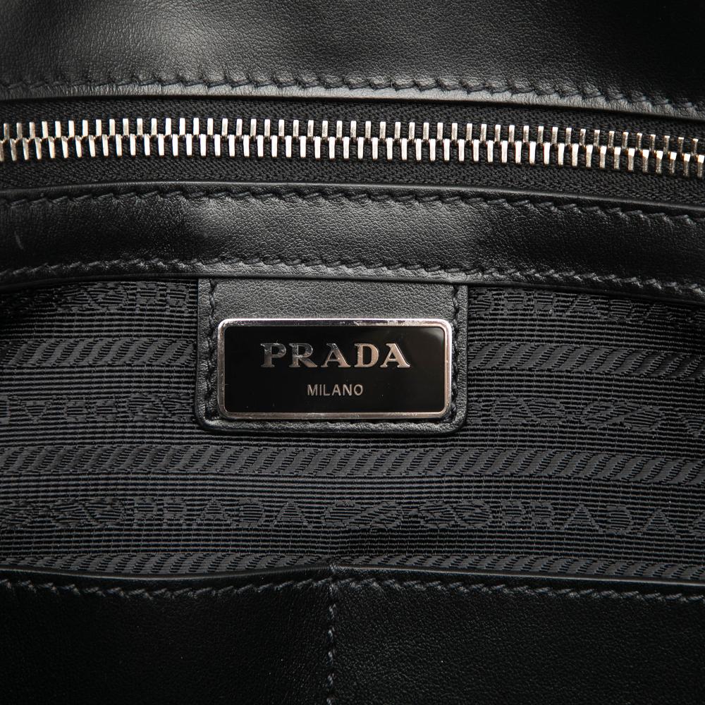 Prada AB Prada White Ivory Saffiano Leather Business Bag Italy