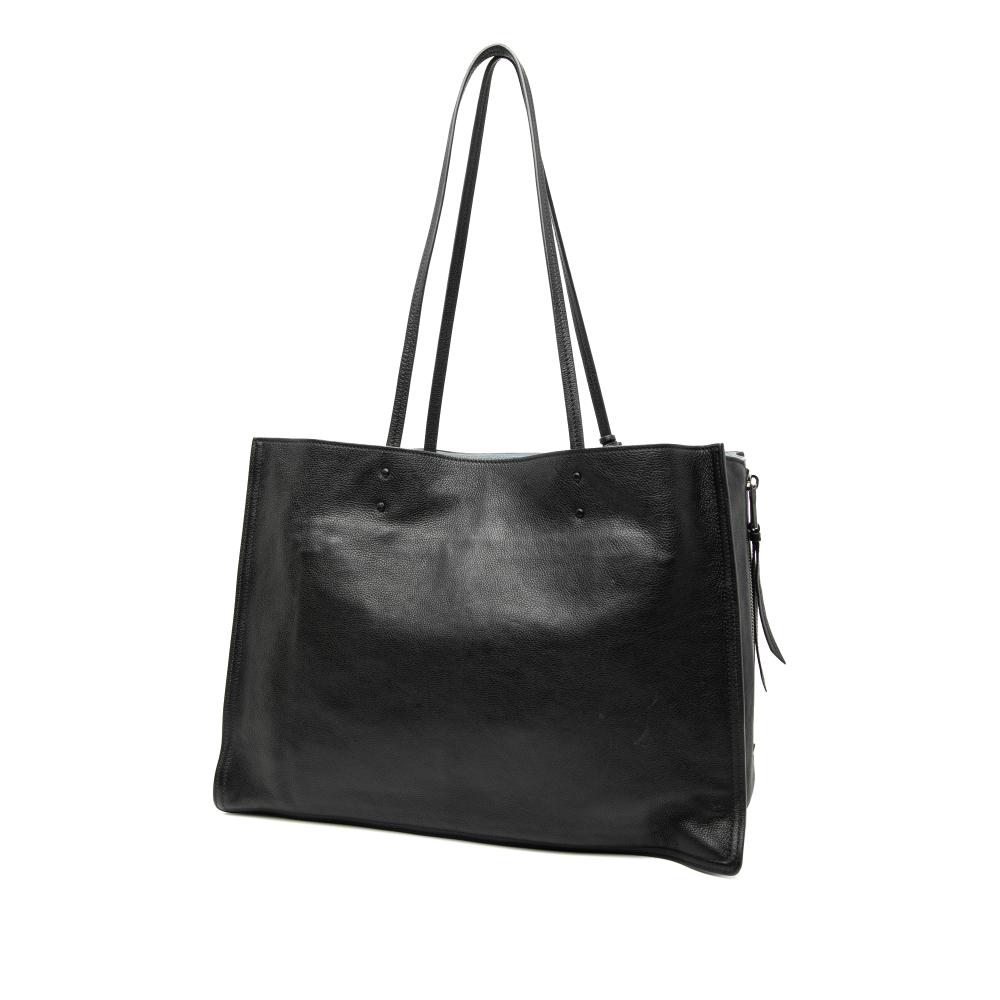 Prada B Prada Black Calf Leather Glace Etiquette Tote Italy