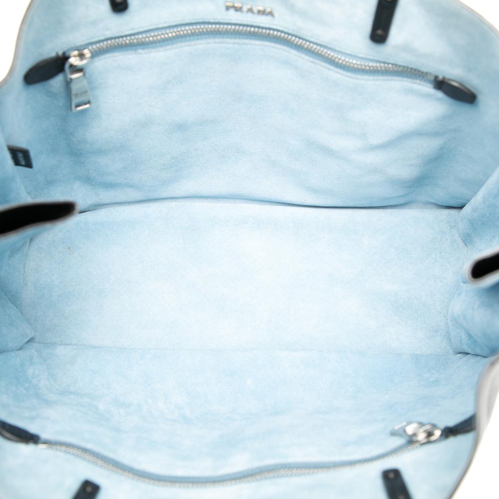 Prada B Prada Black Calf Leather Glace Etiquette Tote Italy