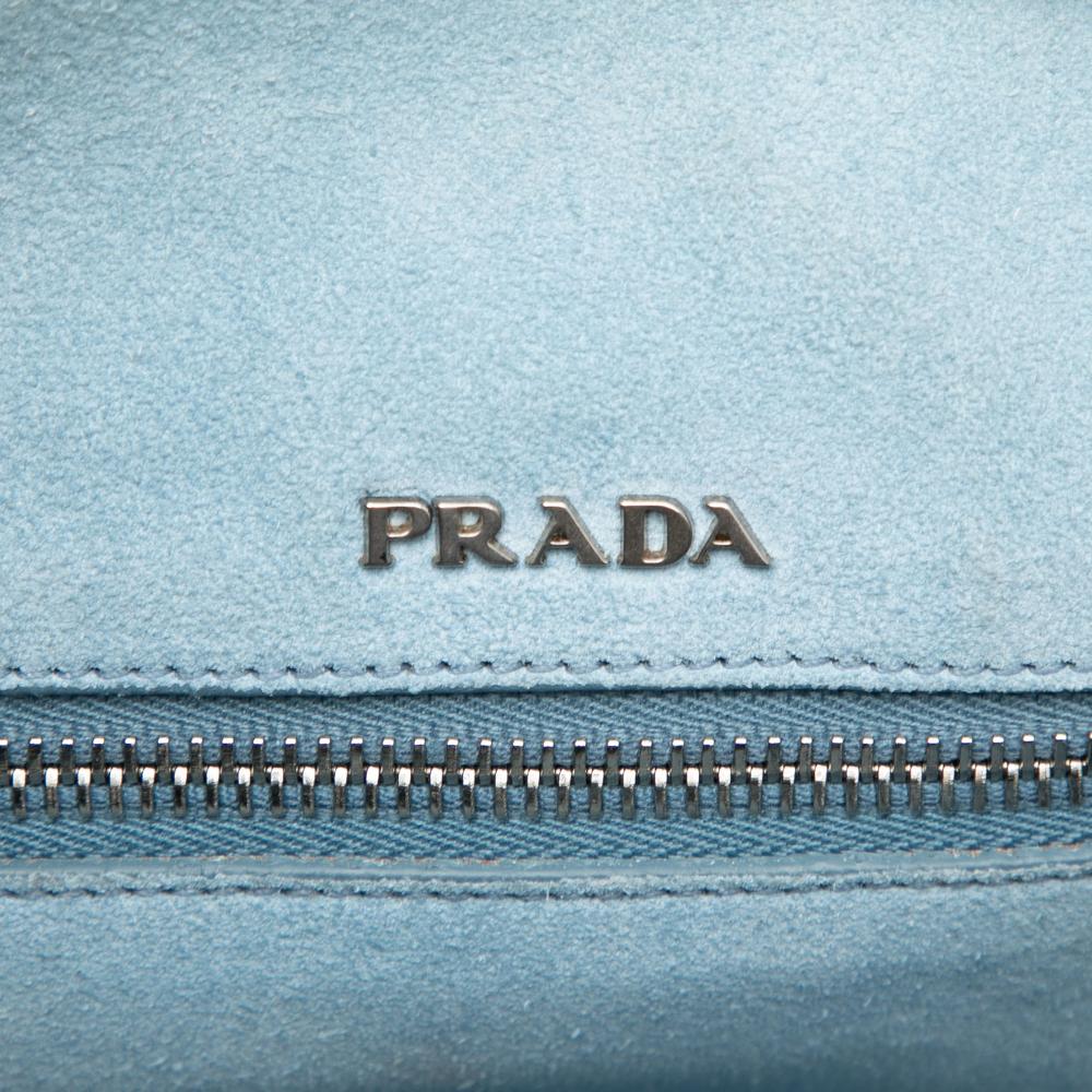 Prada B Prada Black Calf Leather Glace Etiquette Tote Italy