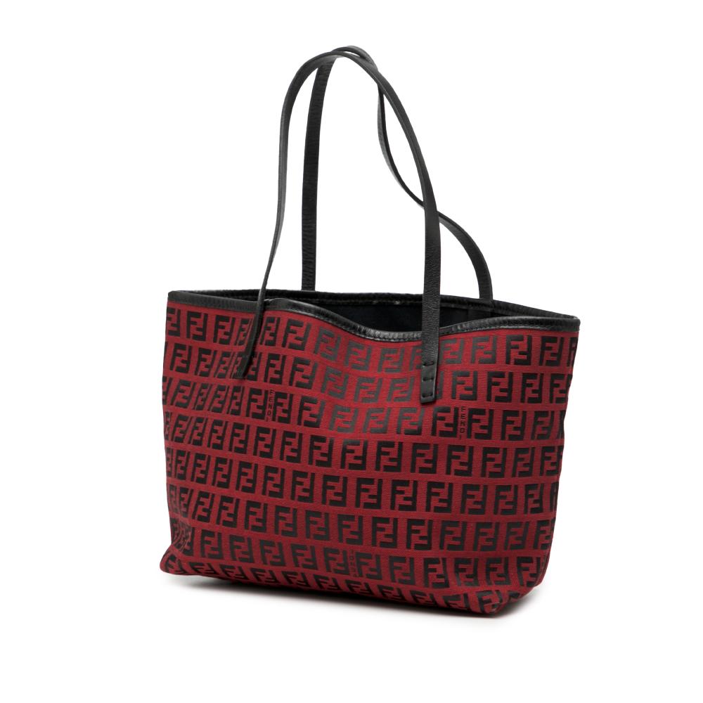 Fendi AB Fendi Red Dark Red Canvas Fabric Zucchino Roll Tote Italy