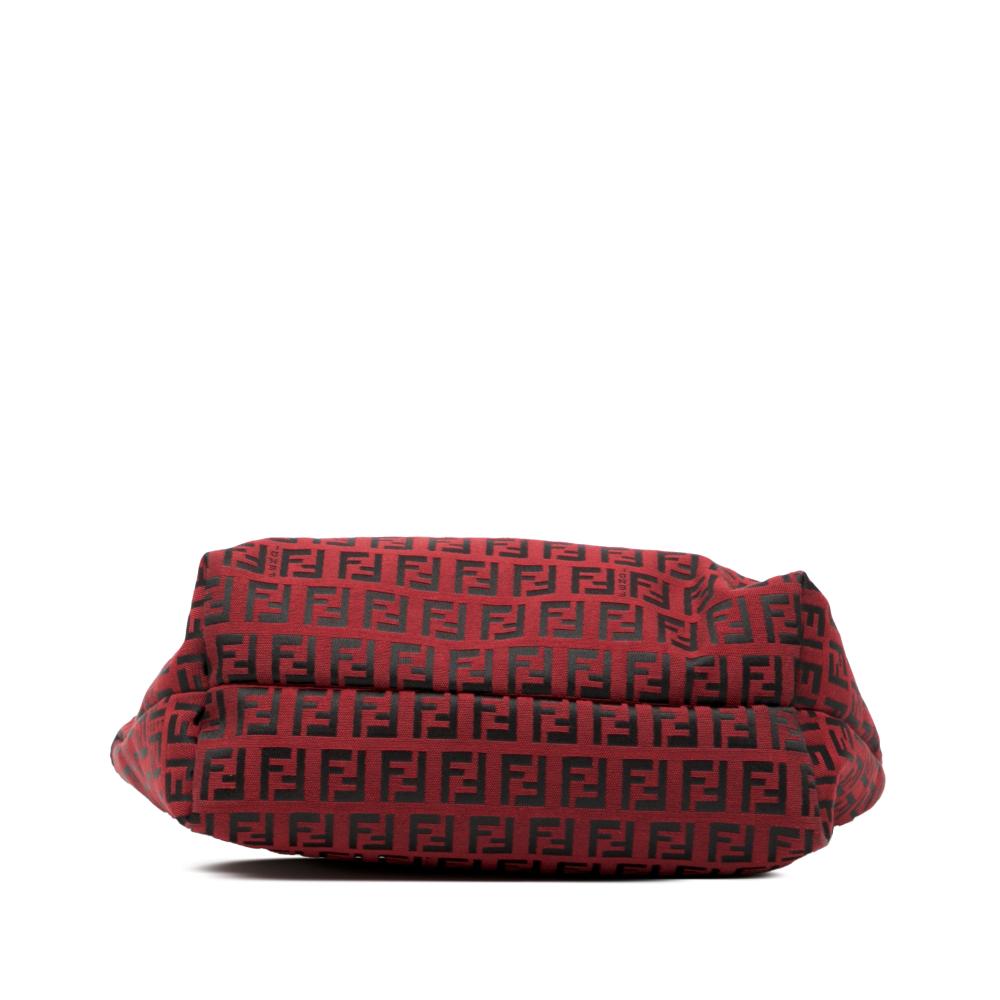 Fendi AB Fendi Red Dark Red Canvas Fabric Zucchino Roll Tote Italy