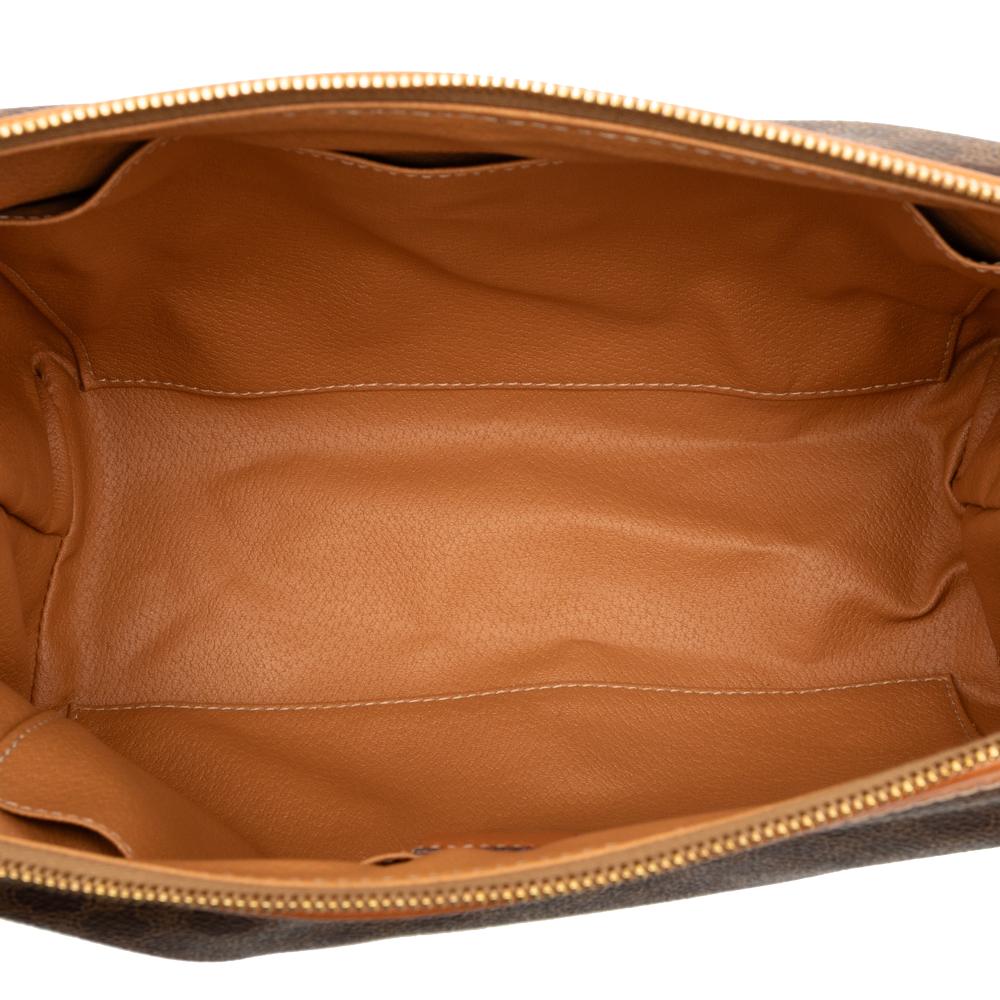 Celine B Celine Brown Dark Brown Coated Canvas Fabric Macadam Cosmetic Pouch Italy