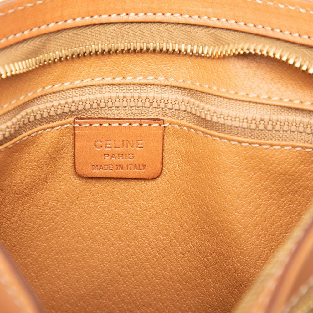 Celine B Celine Brown Coated Canvas Fabric Macadam Clutch Italy