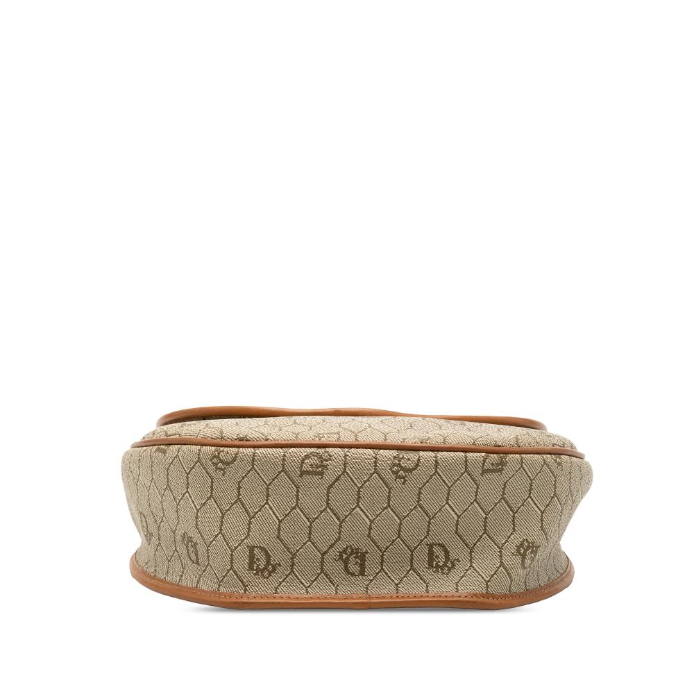 Christian Dior B Dior Brown Beige Canvas Fabric Honeycomb Crossbody France