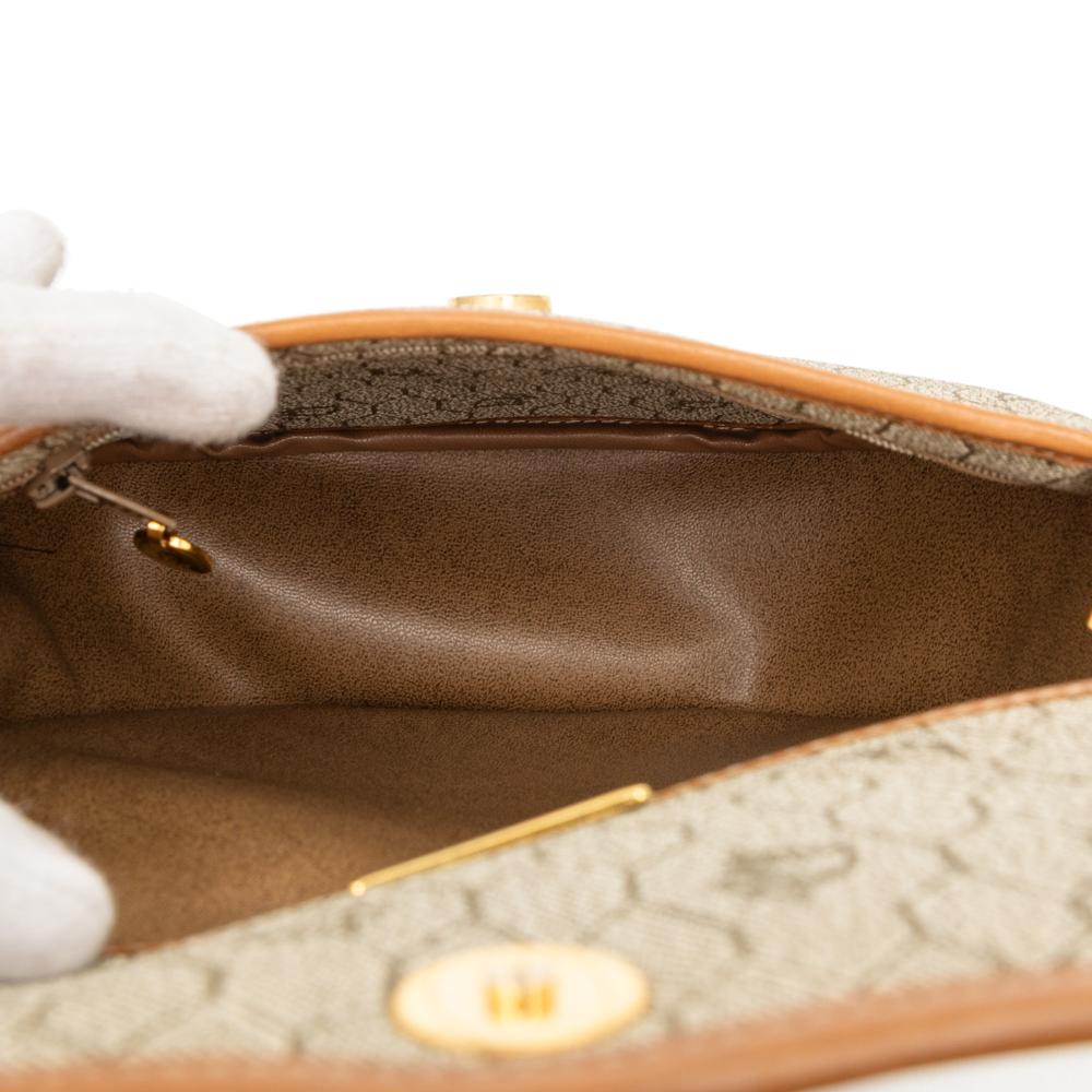 Christian Dior B Dior Brown Beige Canvas Fabric Honeycomb Crossbody France