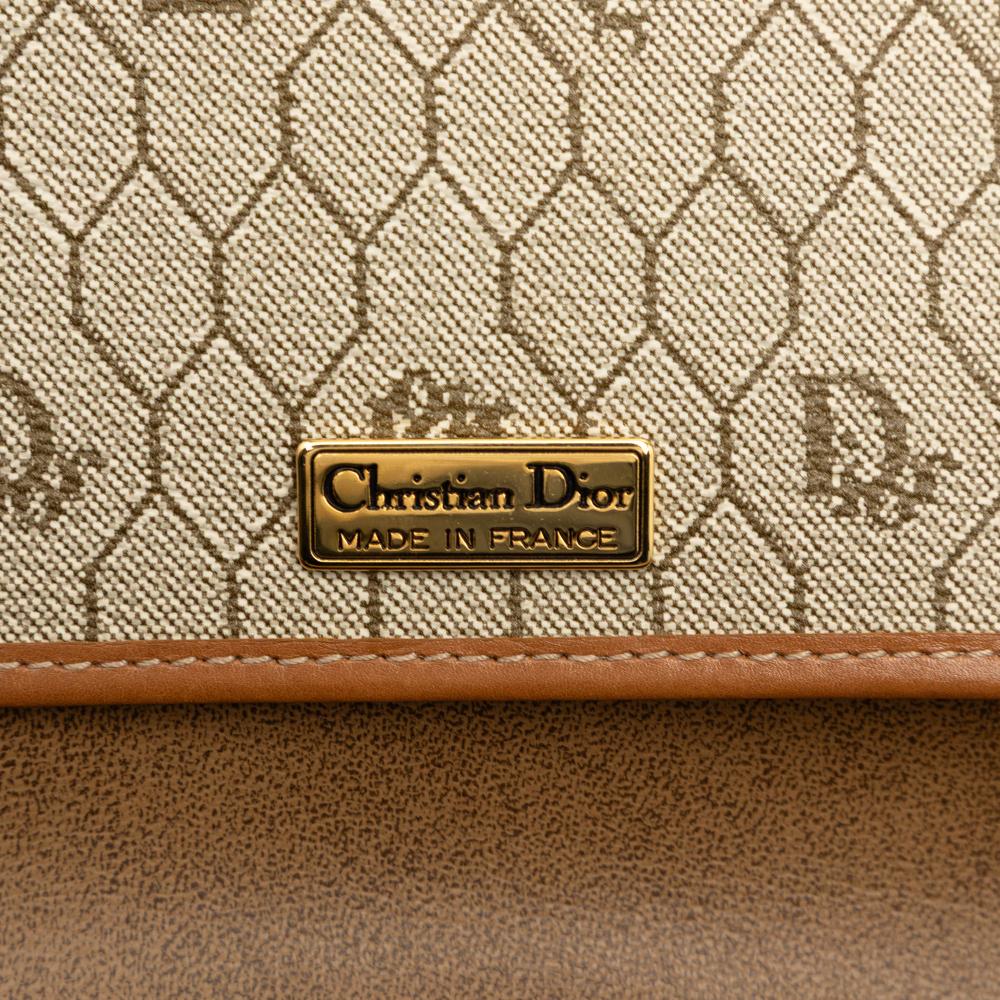 Christian Dior B Dior Brown Beige Canvas Fabric Honeycomb Crossbody France