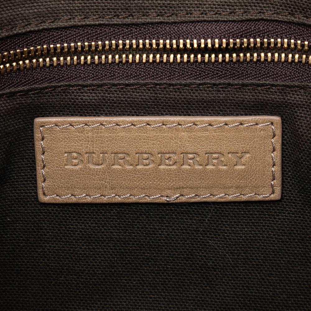 Burberry B Burberry Gray Coated Canvas Fabric Smoke Check Bartow Hobo Italy