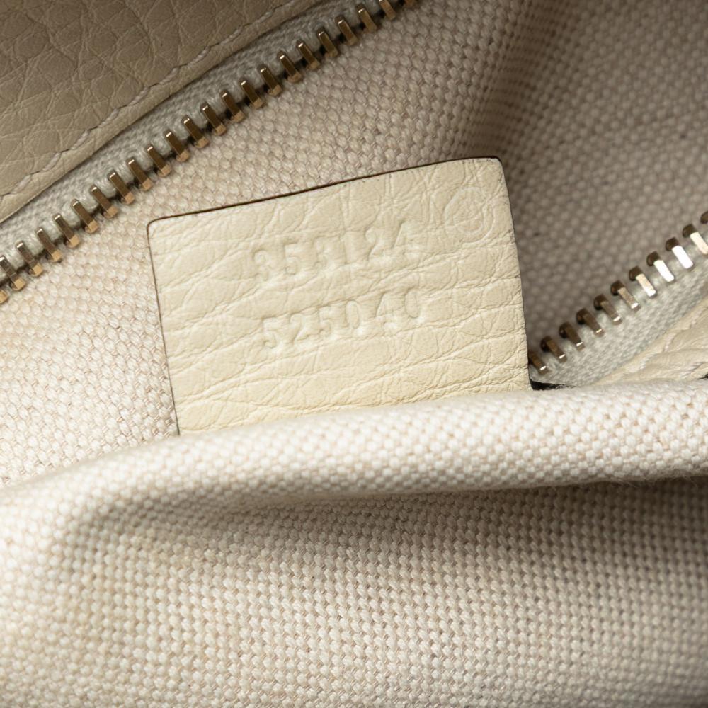 Gucci B Gucci White Calf Leather Medium skin Bamboo Shopper Boston Bag Italy