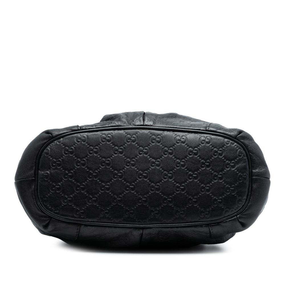 Gucci B Gucci Black Calf Leather Guccissima Sukey Satchel Italy