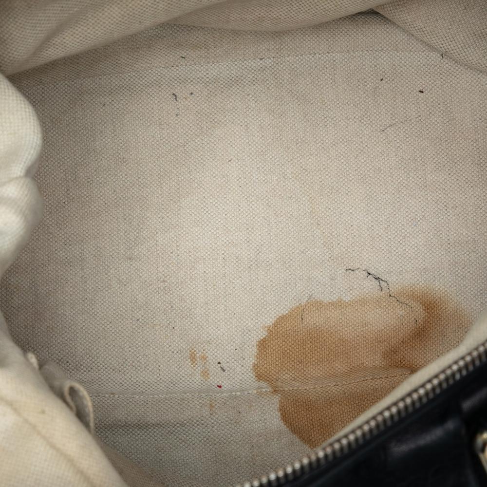 Gucci B Gucci Black Calf Leather Guccissima Sukey Satchel Italy