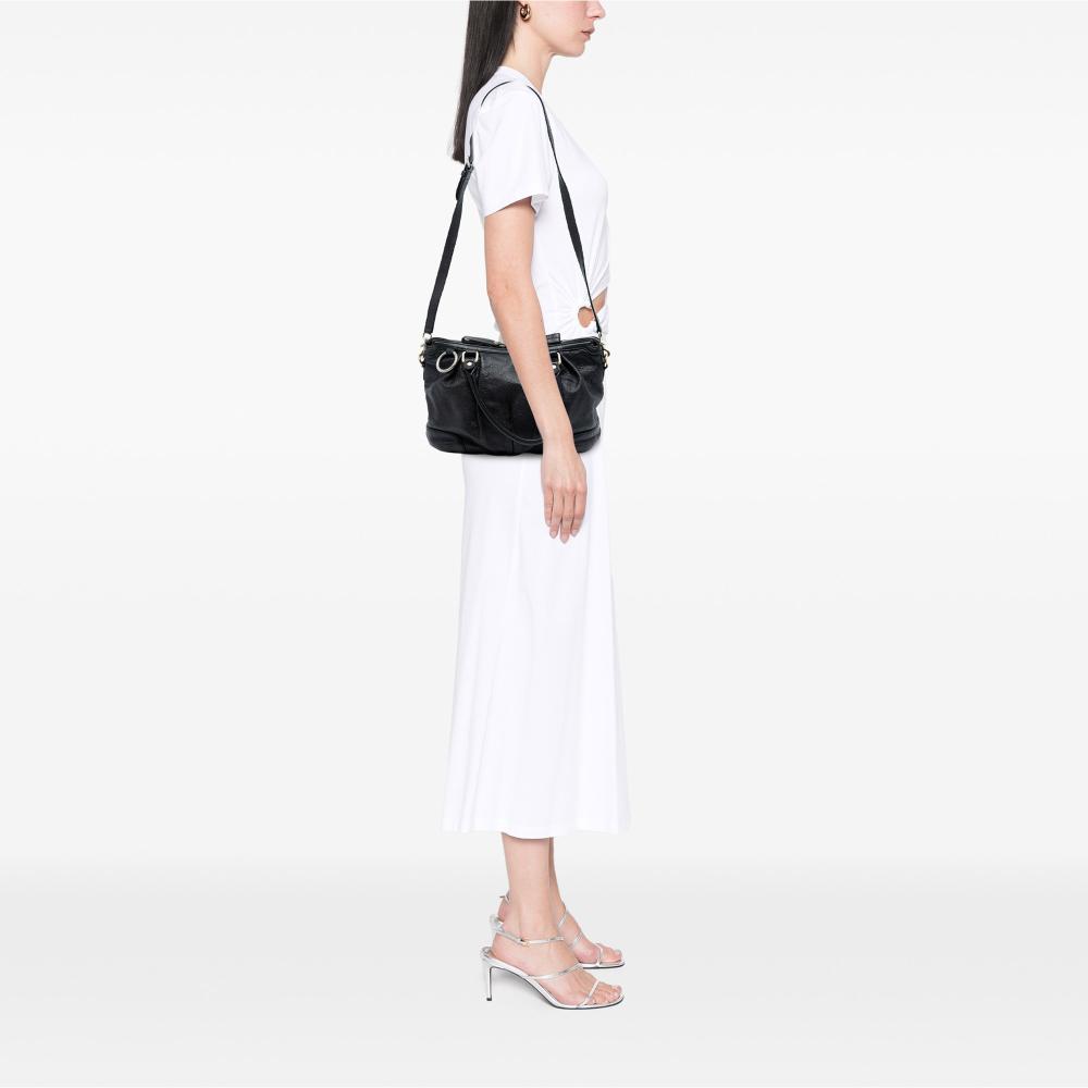 Gucci B Gucci Black Calf Leather Guccissima Sukey Satchel Italy