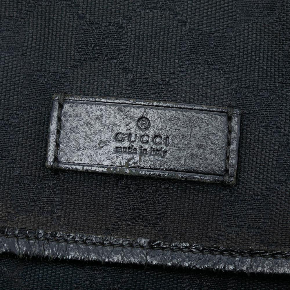 Gucci B Gucci Black Canvas Fabric GG Web Flap Messenger Bag Italy