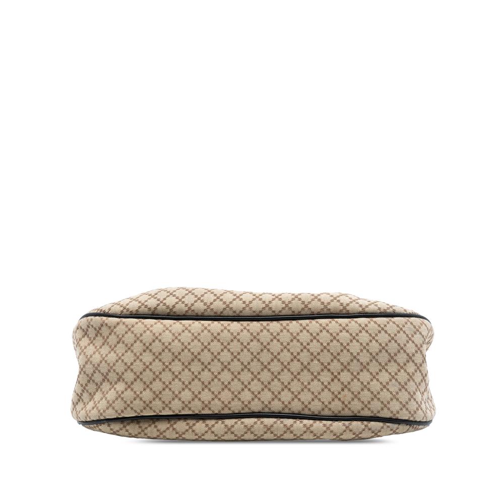 Gucci B Gucci Brown Beige Canvas Fabric Diamante Sukey Shoulder Bag Italy