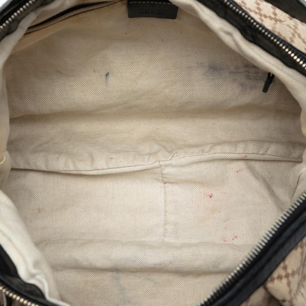 Gucci B Gucci Brown Beige Canvas Fabric Diamante Sukey Shoulder Bag Italy