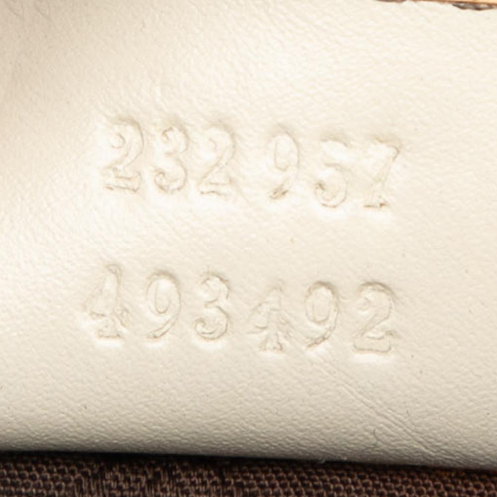 Gucci B Gucci Brown Beige with White Canvas Fabric GG Twins Tote Italy