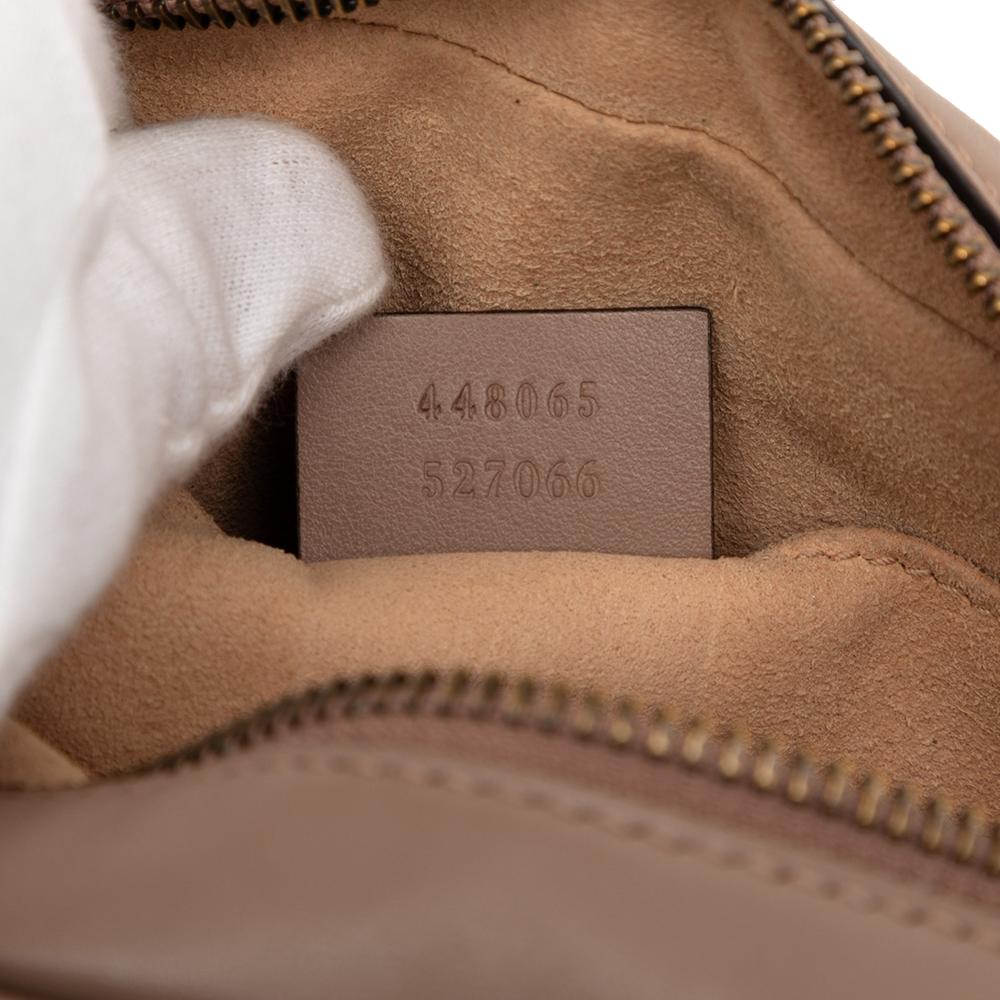 Gucci AB Gucci Brown Nude Calf Leather Mini GG Marmont Matelasse Crossbody Italy