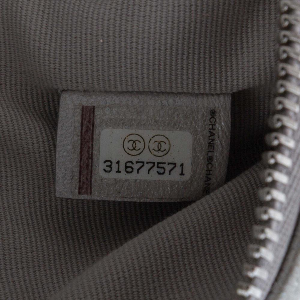 Chanel B Chanel Silver Caviar Leather Leather Medium Quilted Metallic Caviar O Case Clutch Italy