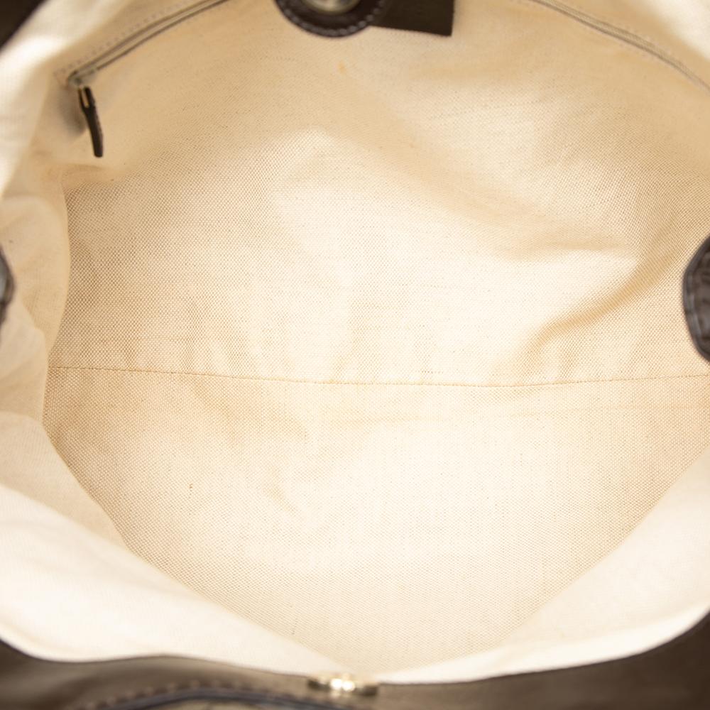 Gucci B Gucci Brown Beige Canvas Fabric Medium GG Sukey Tote Italy