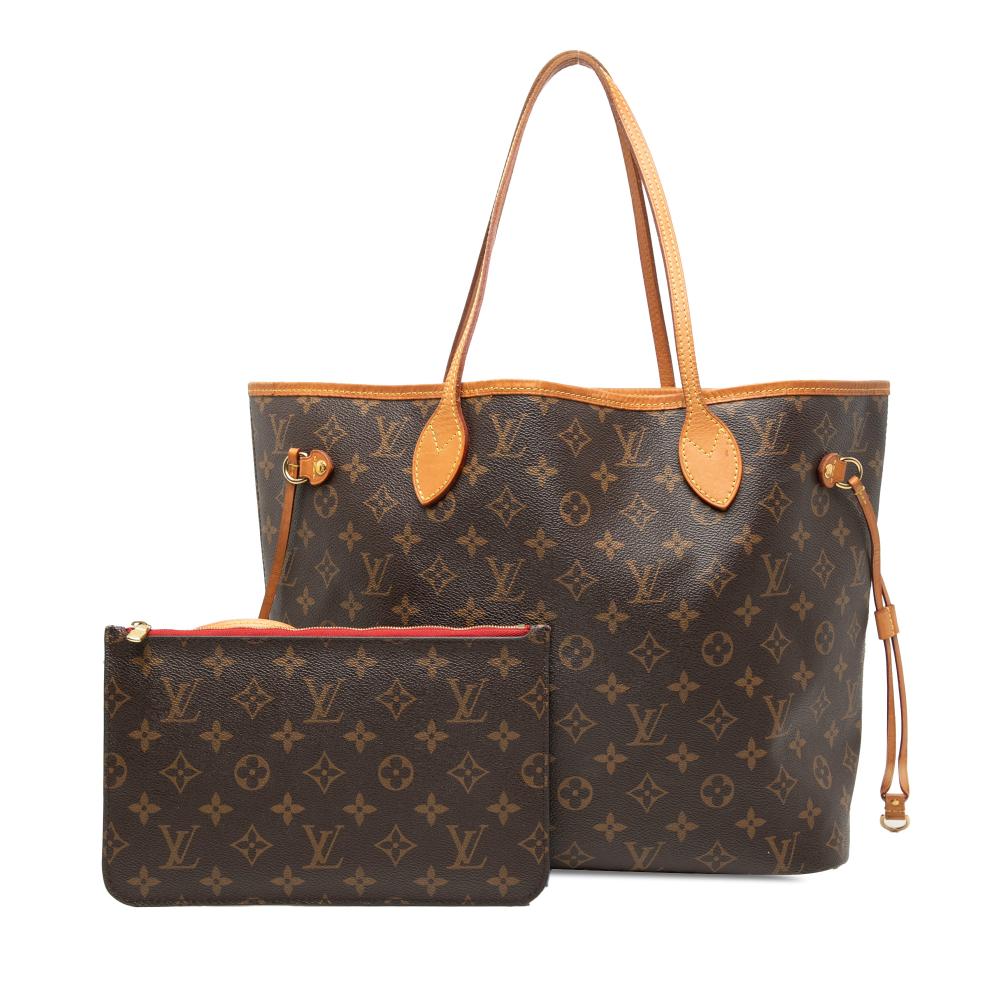 Louis Vuitton B Louis Vuitton Brown Monogram Canvas Fabric Monogram Neverfull MM France