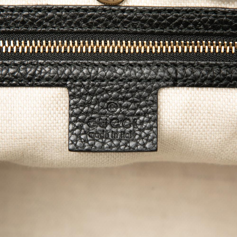 Gucci AB Gucci Black Calf Leather Medium Soho Chain Tote Italy