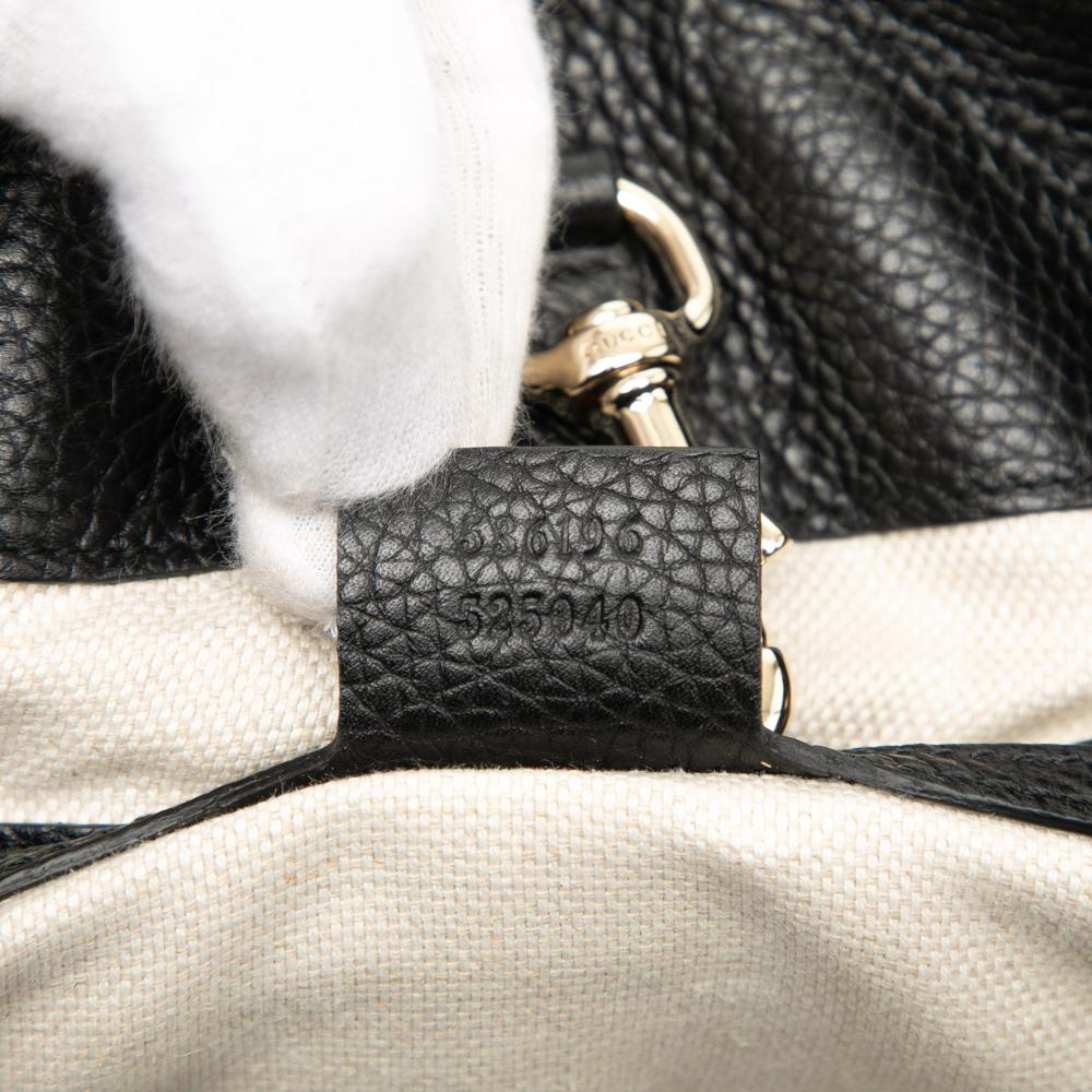 Gucci AB Gucci Black Calf Leather Medium Soho Chain Tote Italy