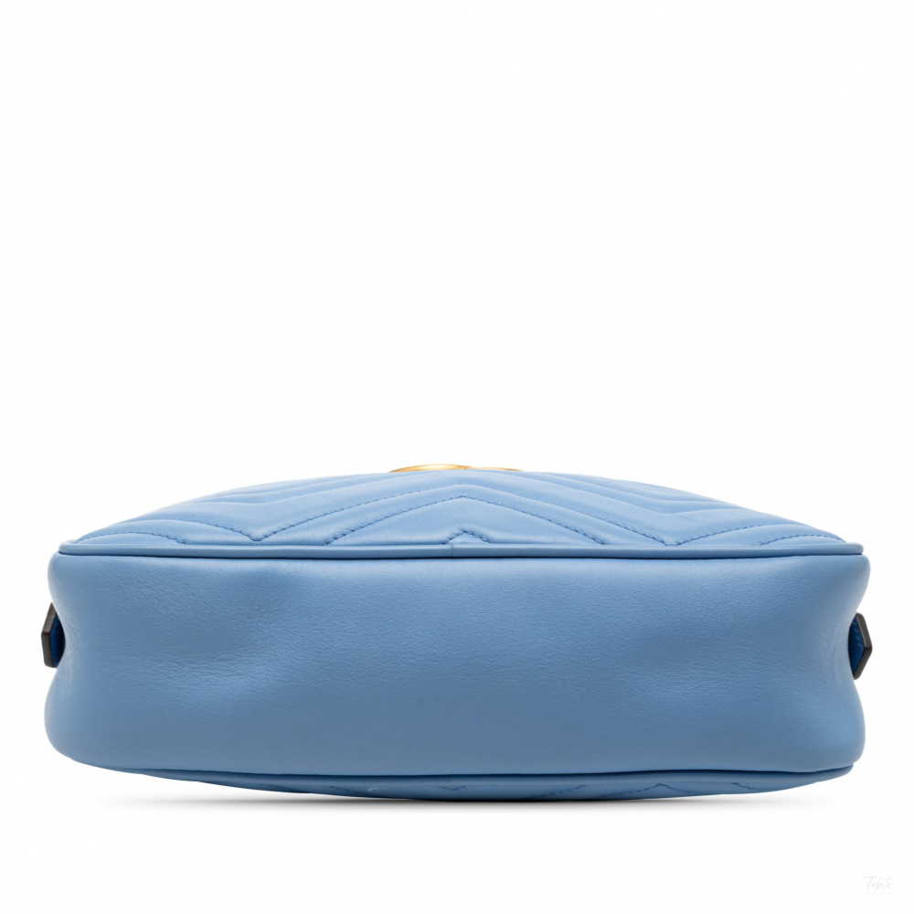 Gucci GG Marmont Small Matelassé Leather Camera Bag Blue
