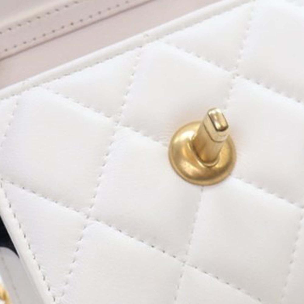 Chanel White Lambskin Leather Leather Mini Quilted Lambskin CC Enamel Heart Clutch With Chain Italy