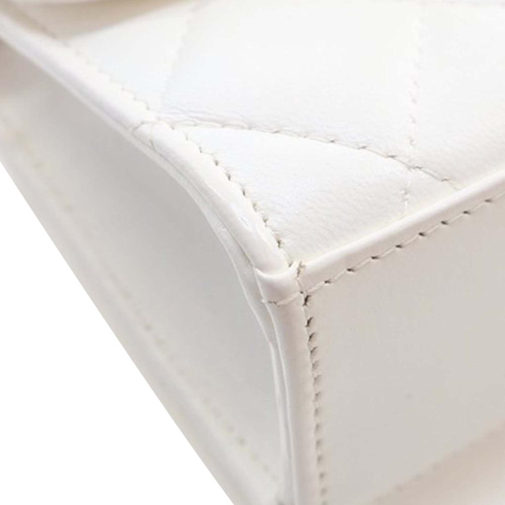 Chanel White Lambskin Leather Leather Mini Quilted Lambskin CC Enamel Heart Clutch With Chain Italy