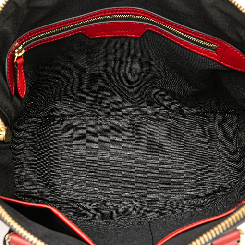 Burberry B Burberry Brown Beige Canvas Fabric Small Haymarket Check Orchard Bowling Bag Italy