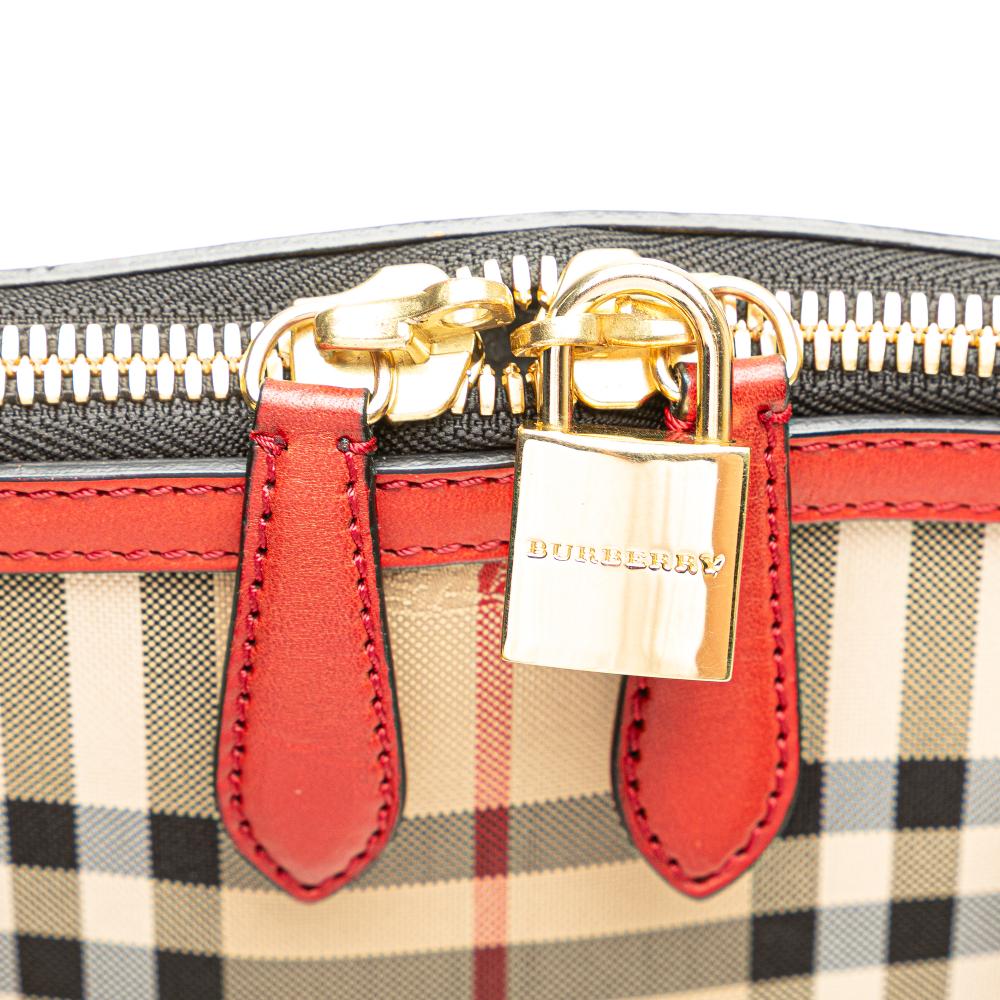 Burberry B Burberry Brown Beige Canvas Fabric Small Haymarket Check Orchard Bowling Bag Italy