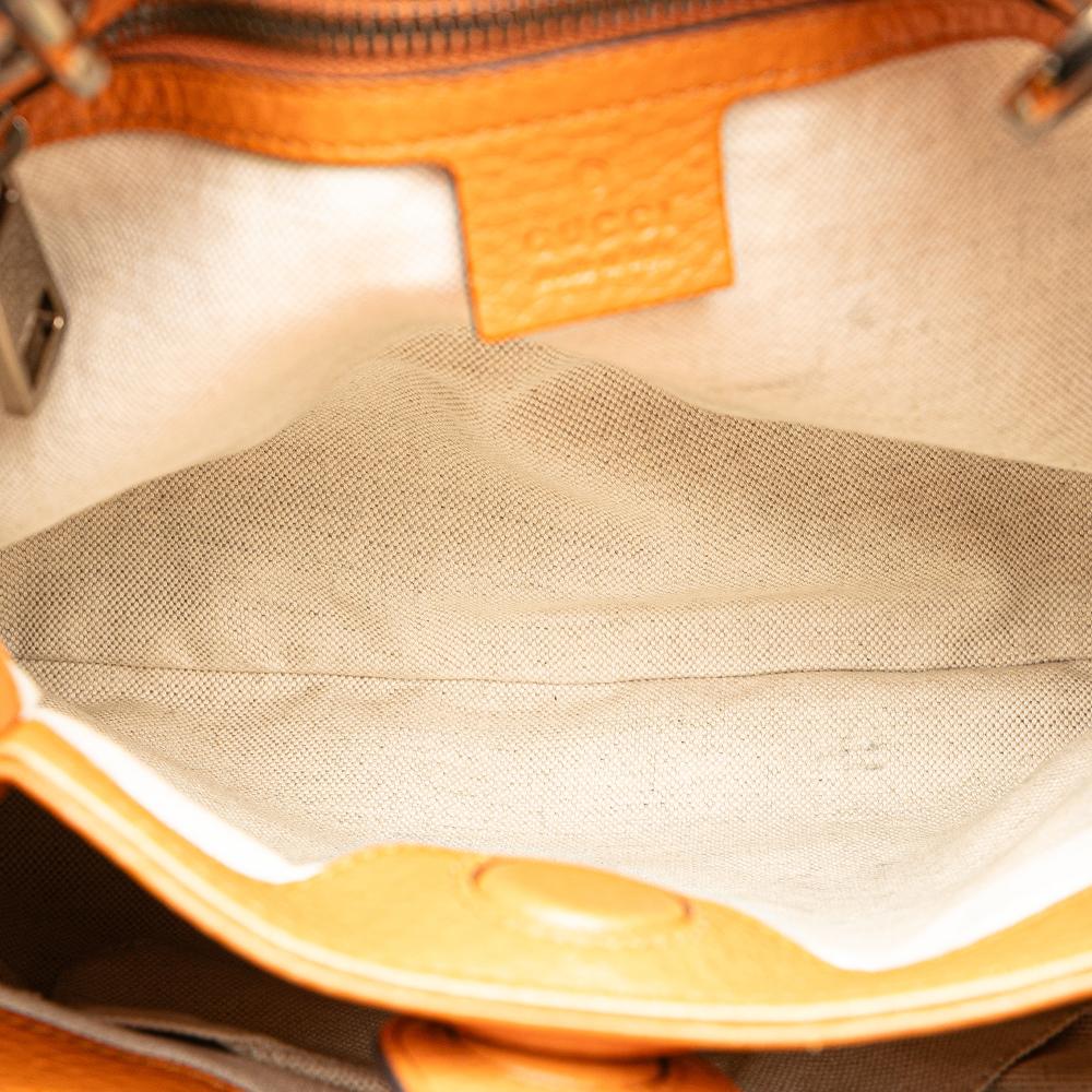 Gucci B Gucci Orange Calf Leather Small skin Bamboo Shopper Satchel Italy