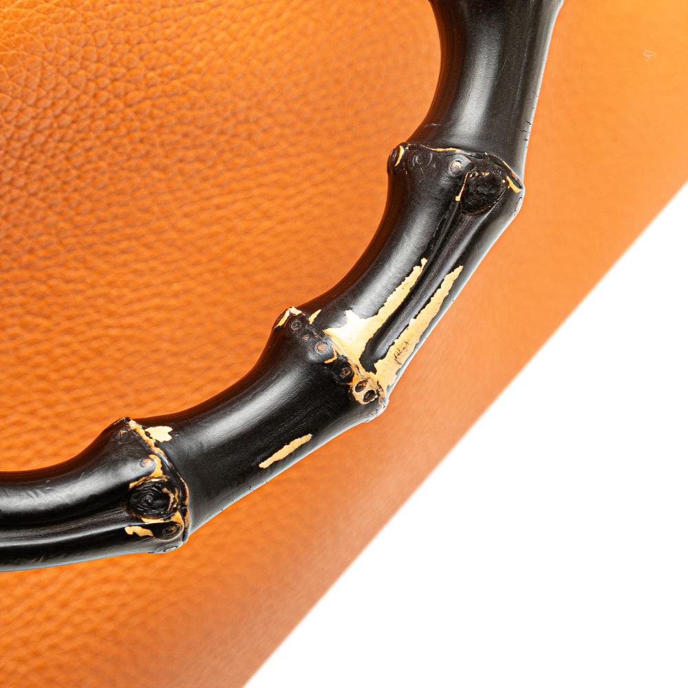 Gucci B Gucci Orange Calf Leather Small skin Bamboo Shopper Satchel Italy