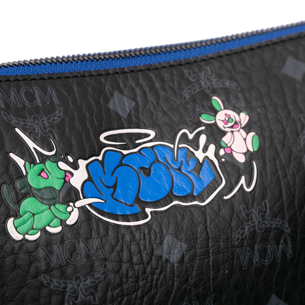 MCM AB MCM Black Coated Canvas Fabric Sambypen Haru Henry Kaiser Visetos Clutch Korea, South