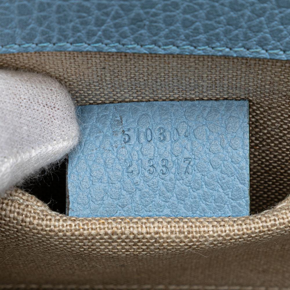 Gucci B Gucci Blue Light Blue Calf Leather Small Dollar skin Interlocking G Crossbody Italy